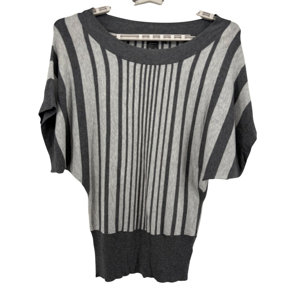 Guess Womens Striped Dolman Sleeve‎ Sweater Top Size Large Grey